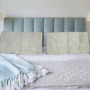 DKNY Satin Gray Window Pane Quilt Double Tie KING Pillow Sham Set